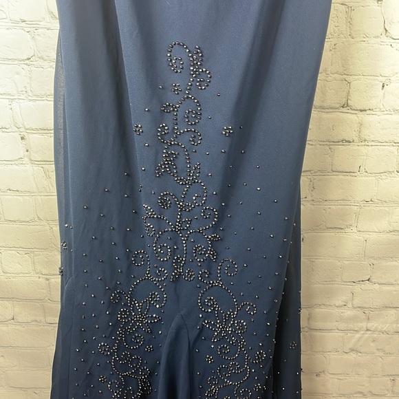 CATHERINES Masquerade Beaded Blue Sleeveless Maxi Gown size 24WP - Picture 6 of 8
